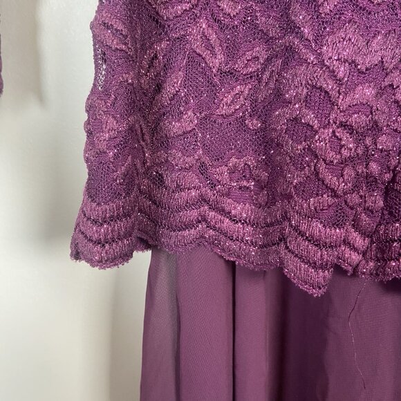 Alex Evenings Woman 16W Plum Lace Sequin Bodice Chiffon Mother Of Bride Dress - Picture 9 of 16